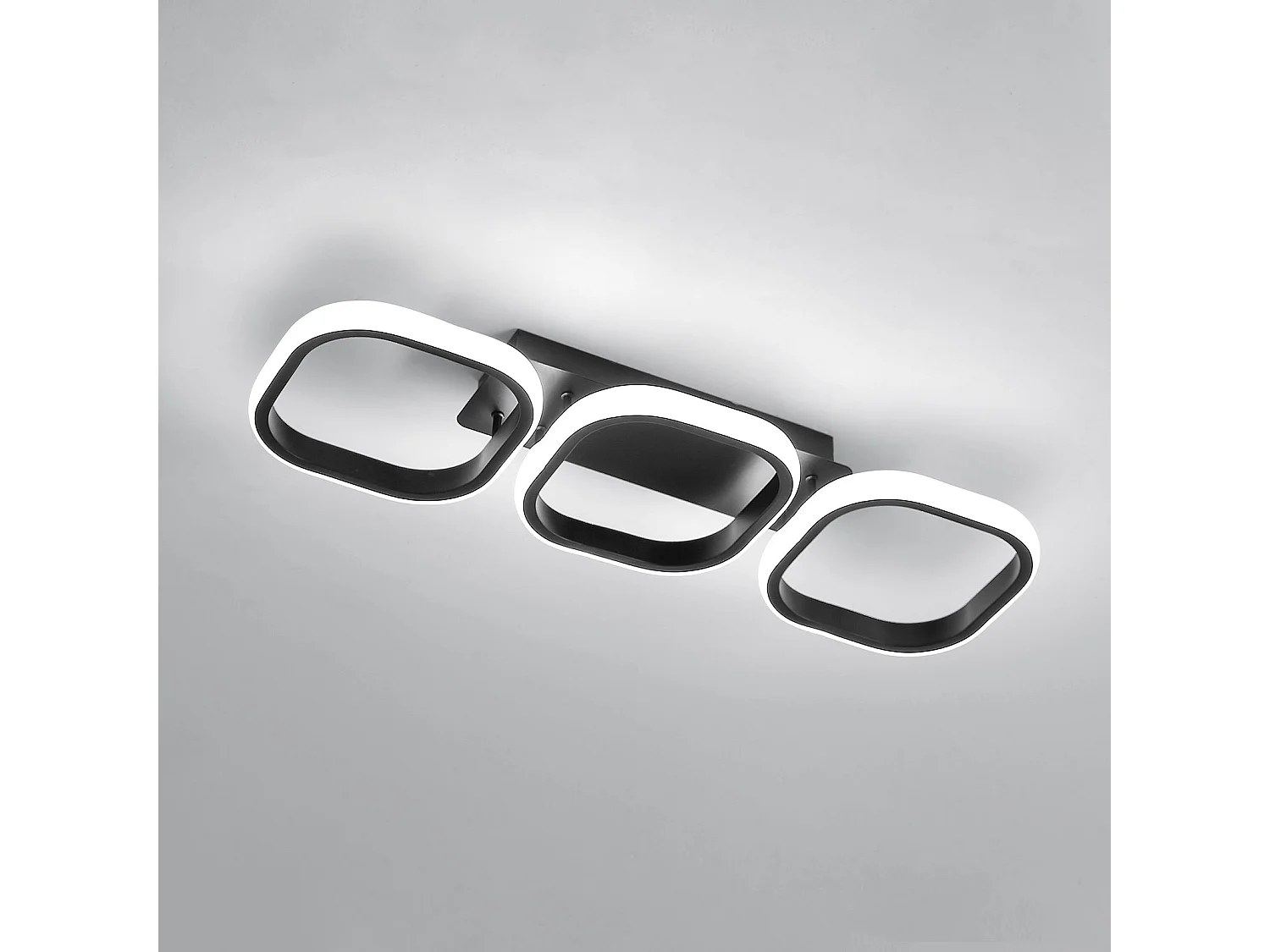 Plafonnier led 30w carré moderne, noir, 53 * 17 * 8cm, en métal acrylique, lumière blanc