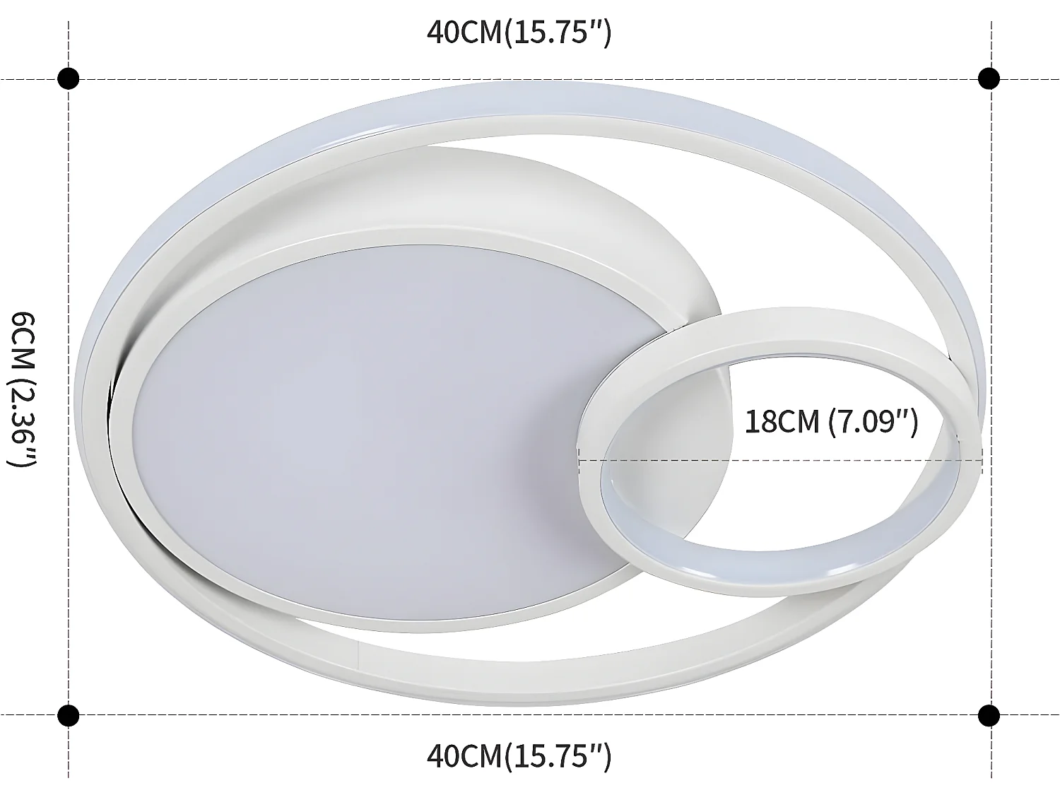 LED -plafondlicht 50W 5600lm Modern, 40 * 40 * 7cm, wit, koud wit licht