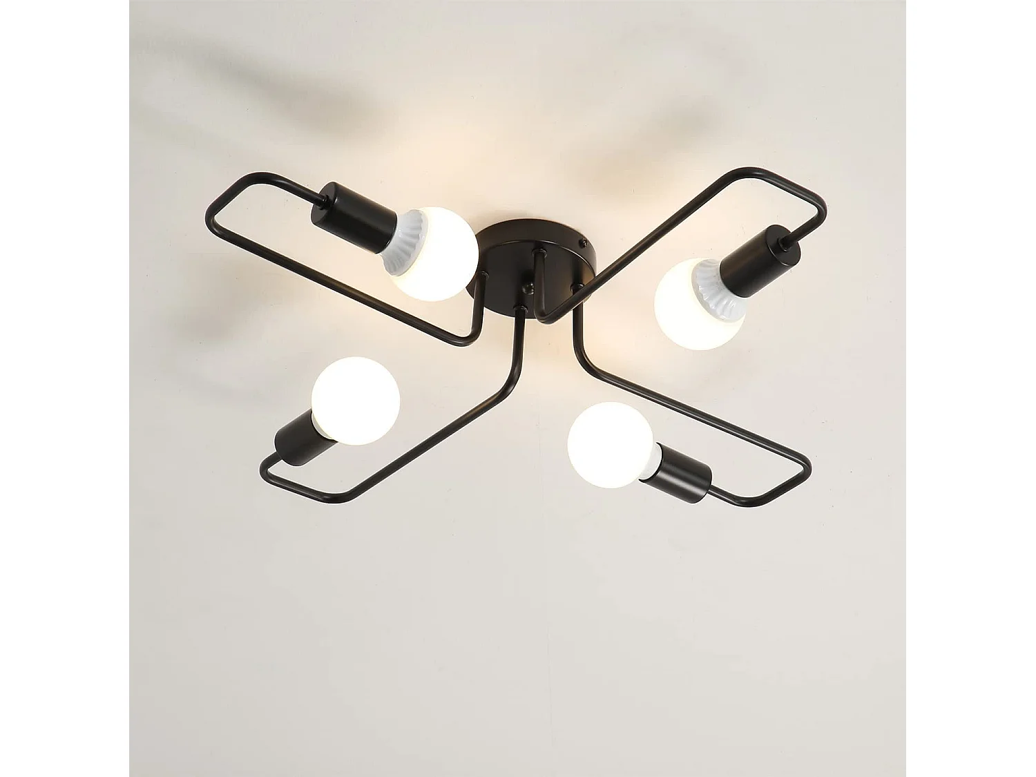 Plafonnier industriel noir lutre, 67*53*52*11cm, E27, en metal, sans ampoules