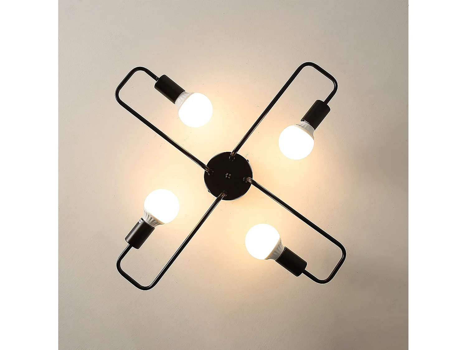 Plafonnier industriel noir lutre, 67*53*52*11cm, E27, en metal, sans ampoules