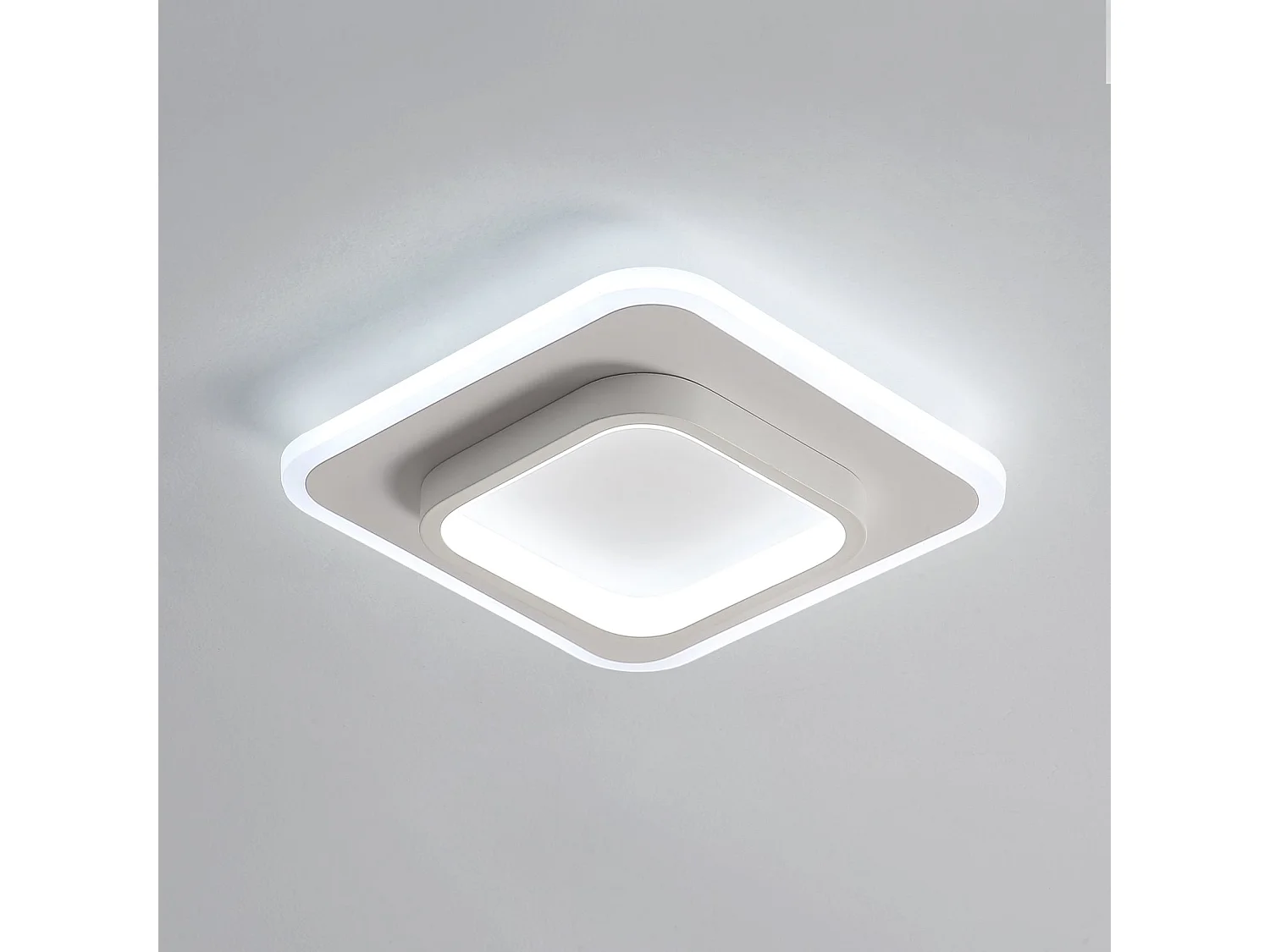 Plafonnier led moderne, lampe de plafond carré mode en acrylique 24w, diamètre 24cm