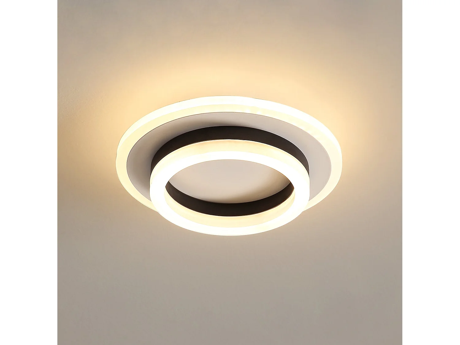 Plafonnier led moderne, blanc noir 20*20*6.5cm, 24w, pour chambre salon, lumière chaud