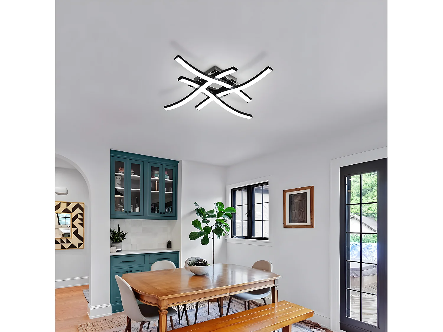 Plafonnier led design moderne en forme de vague, 46 * 46 * 7cm,lumière blanche froid