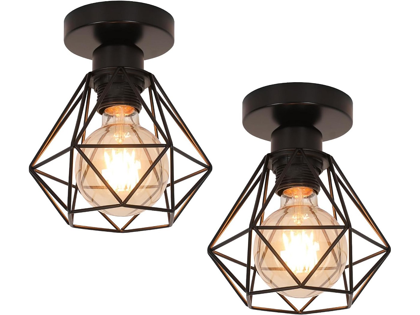 Plafonnier Industriel Design Rétro, Éclairage De Plafond En Métal Corde De Chanvre, Lampe Cage