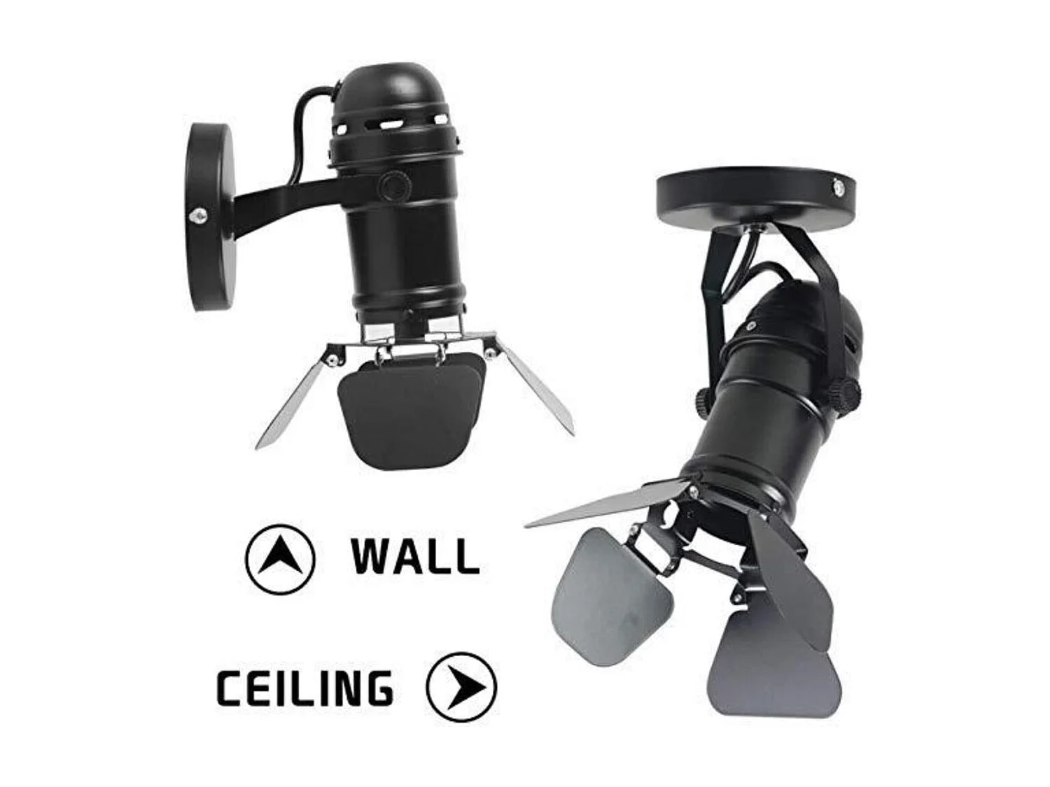 Plafonnier vintage projecteur e27 spot,  33 * 18 * 16cm,  noir