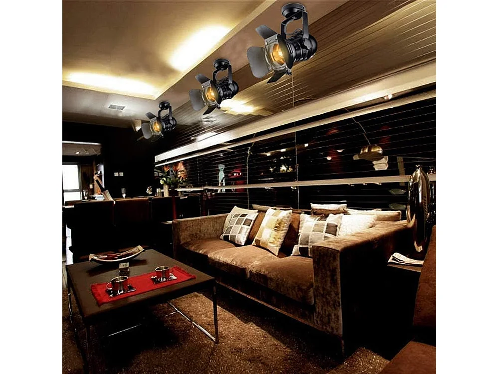 Plafonnier vintage projecteur e27 spot,  33 * 18 * 16cm,  noir