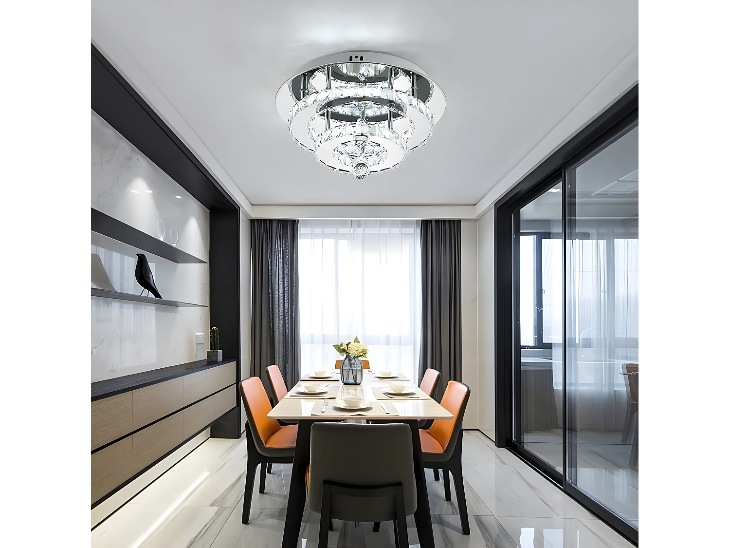 Kristal plafondlicht 36W moderne led, zilver, 30*15 cm, koud wit