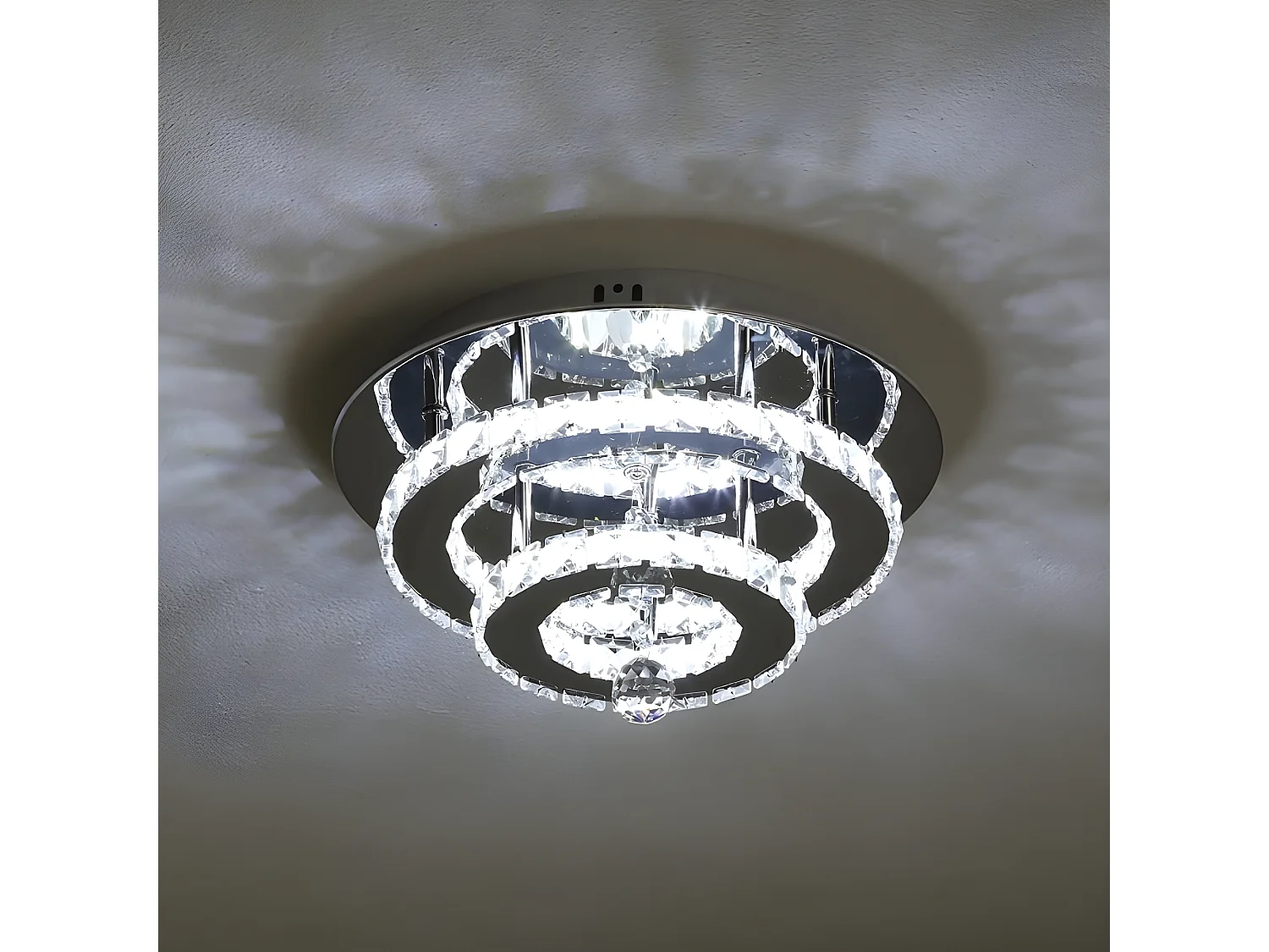 Luce a soffitto di cristallo 36W LED moderno, argento, 30*15 cm, bianco freddo