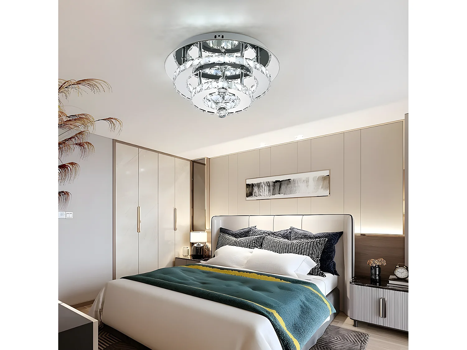 Luce a soffitto di cristallo 36W LED moderno, argento, 30*15 cm, bianco freddo