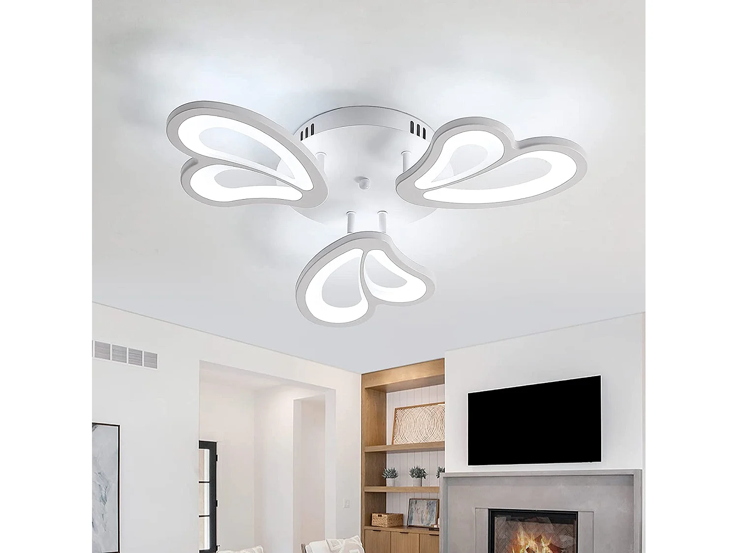 plafonnier led 45w, blanc, 50*50*9cm, 4050lm 6500k pour salle de bain cuisine salon