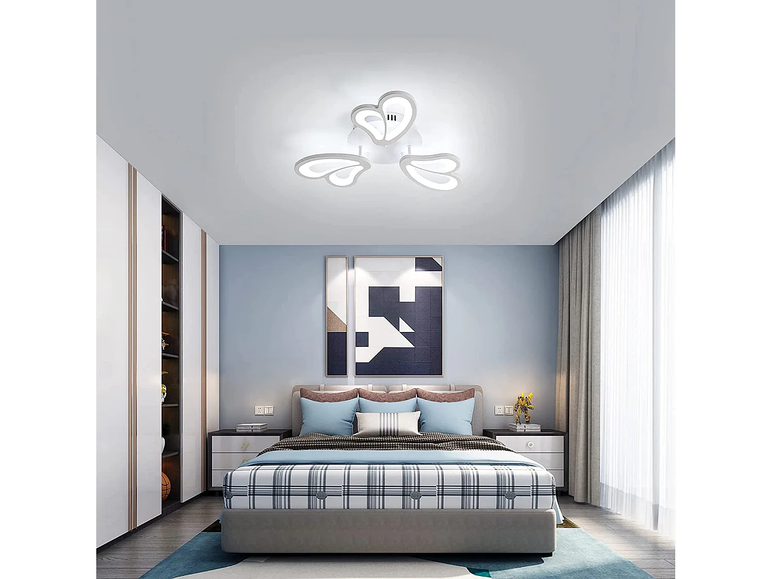plafonnier led 45w, blanc, 50*50*9cm, 4050lm 6500k pour salle de bain cuisine salon