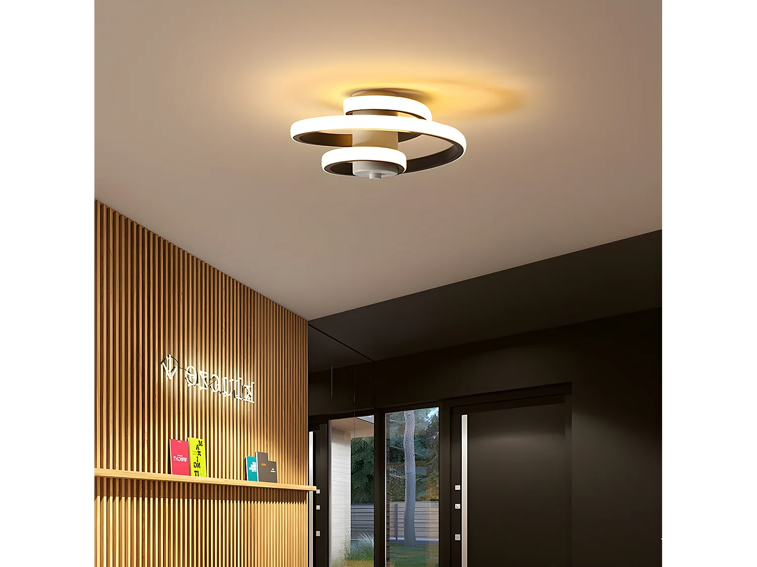 Plafonnier led moderne créatif, 23*21*10cm, blanc, 24w, en aluminium et acrylique, lumière chaud