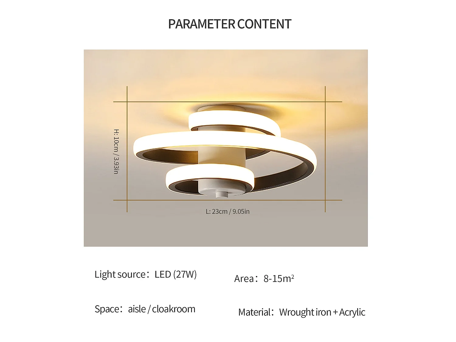 Plafonnier led moderne créatif, 23*21*10cm, blanc, 24w, en aluminium et acrylique, lumière chaud