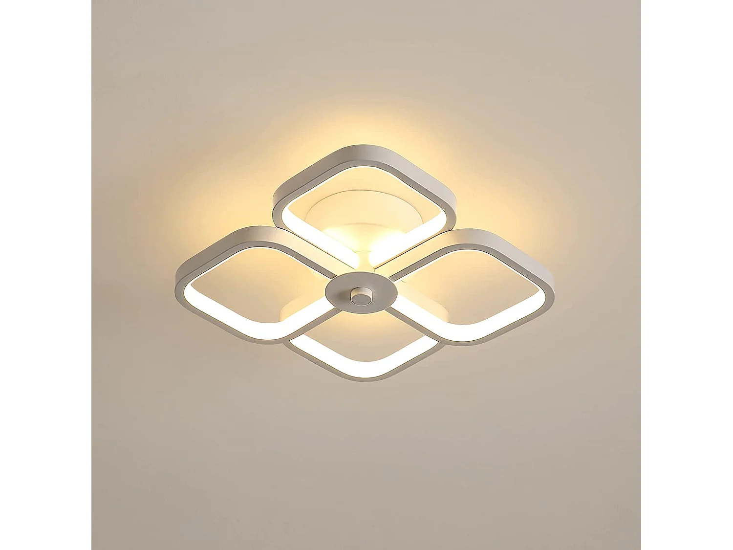 32W LED-Deckenleuchte, modernes quadratisches Design, Weiß, 24*24*7cm, Warmweiß 3000K