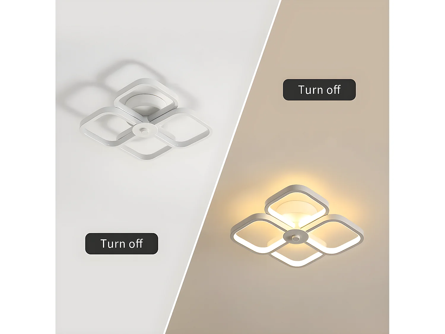 32W LED-Deckenleuchte, modernes quadratisches Design, Weiß, 24*24*7cm, Warmweiß 3000K