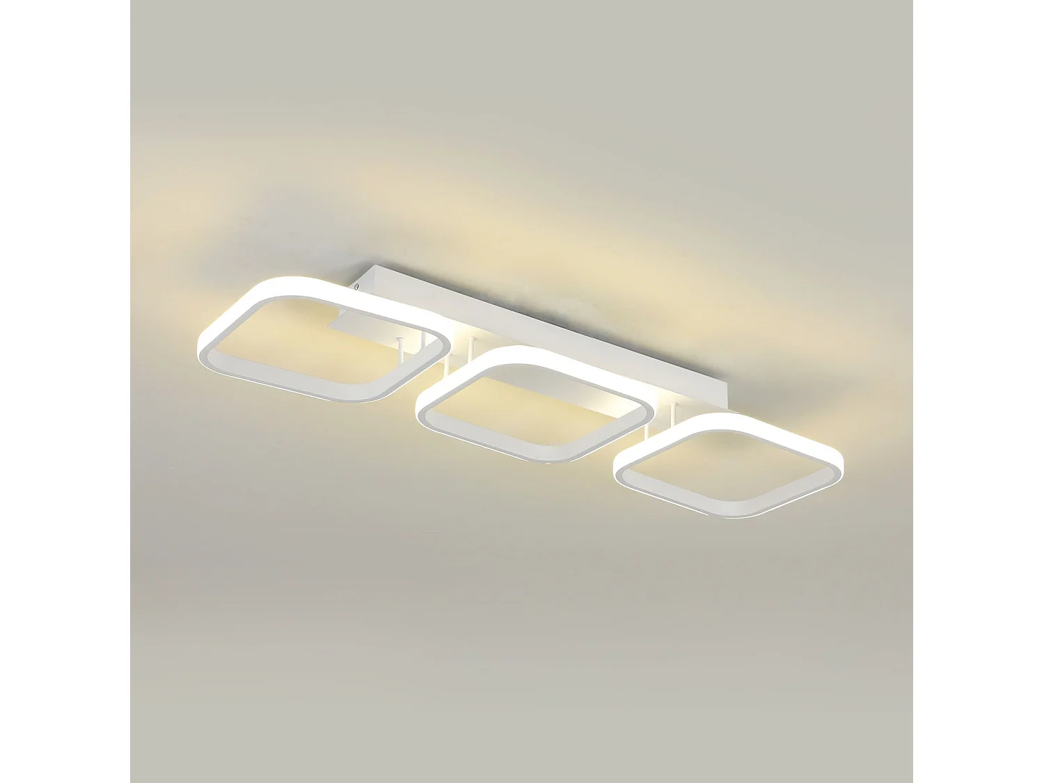 Plafonnier led 45w géométrique simple carré, 78*22cm, blanc, en métal, lumière neutre