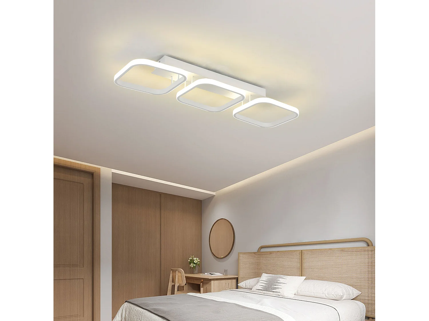 Plafonnier led 45w géométrique simple carré, 78*22cm, blanc, en métal, lumière neutre