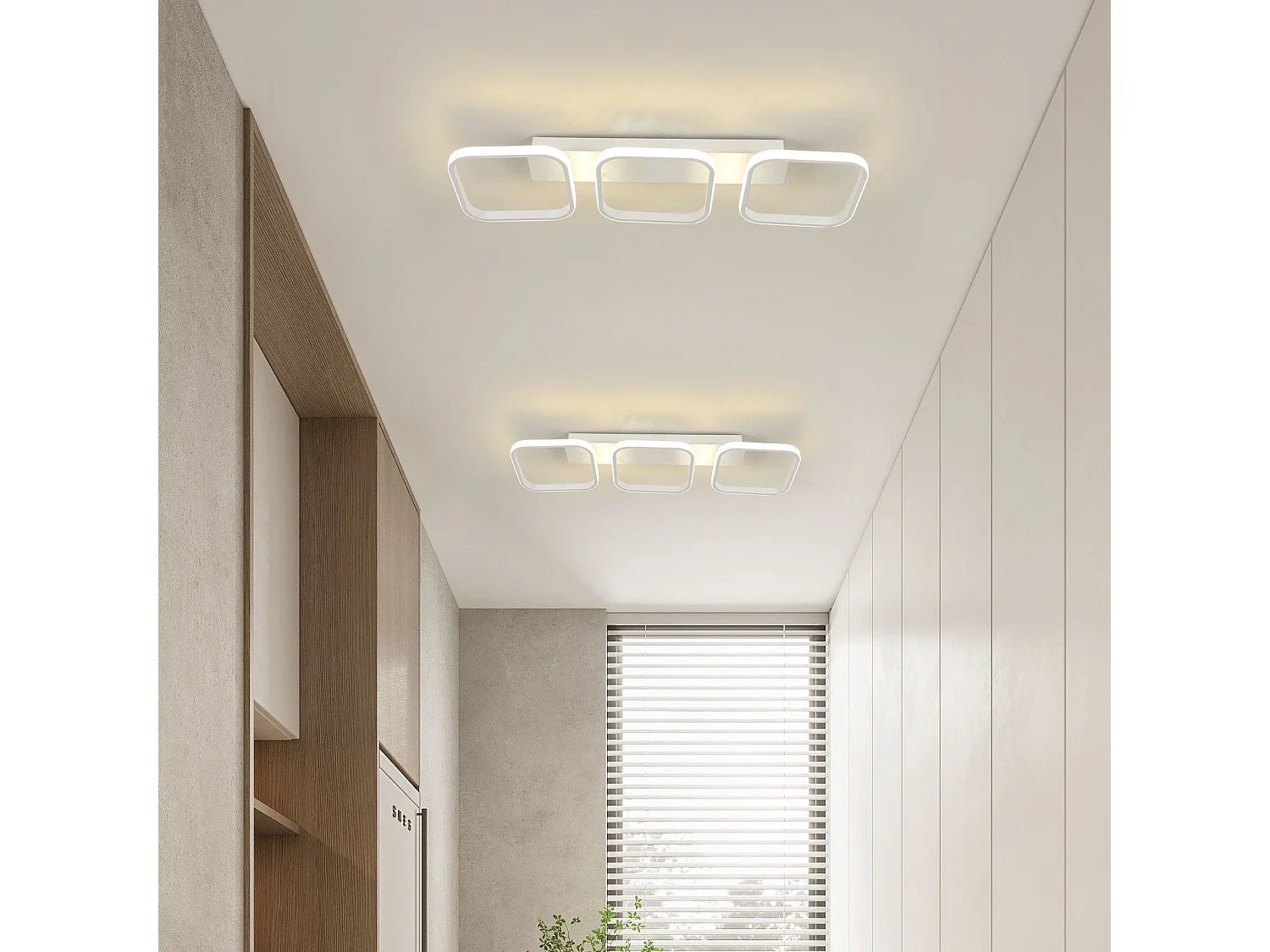 Plafonnier led 45w géométrique simple carré, 78*22cm, blanc, en métal, lumière neutre