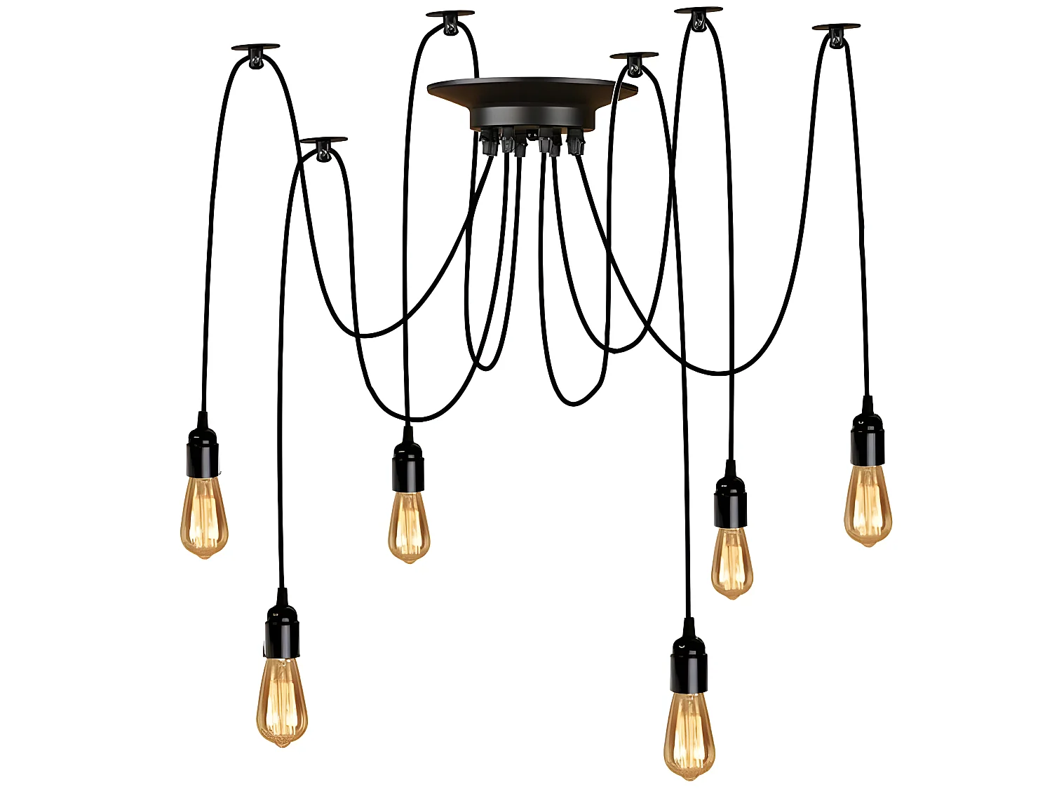 Plafonnier suspension luminaire induistrielle lampe araignée 6 bras réglable rétro sans ampoules E27