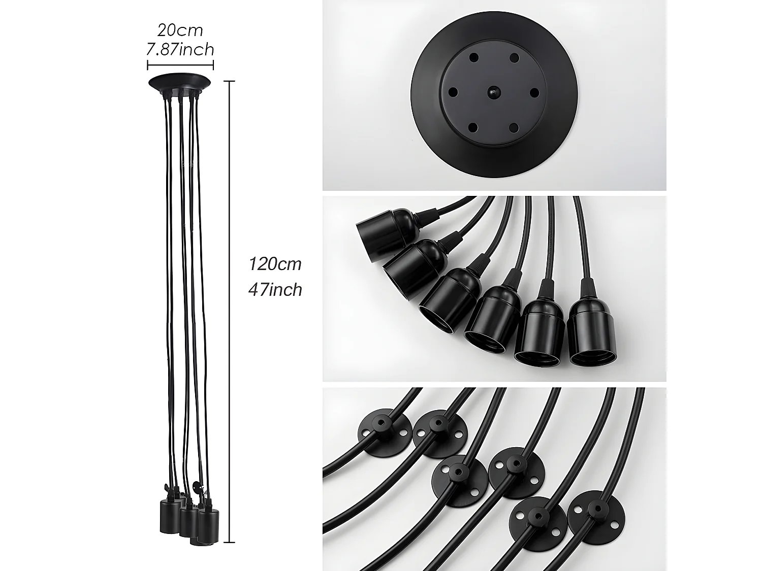 Plafonnier suspension luminaire induistrielle lampe araignée 6 bras réglable rétro sans ampoules E27