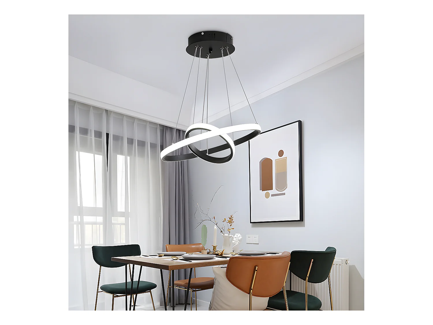 Lustre led circulaire moderne, 20+40cm, lampe de suspension réglable 28w 6500k, lumière froid