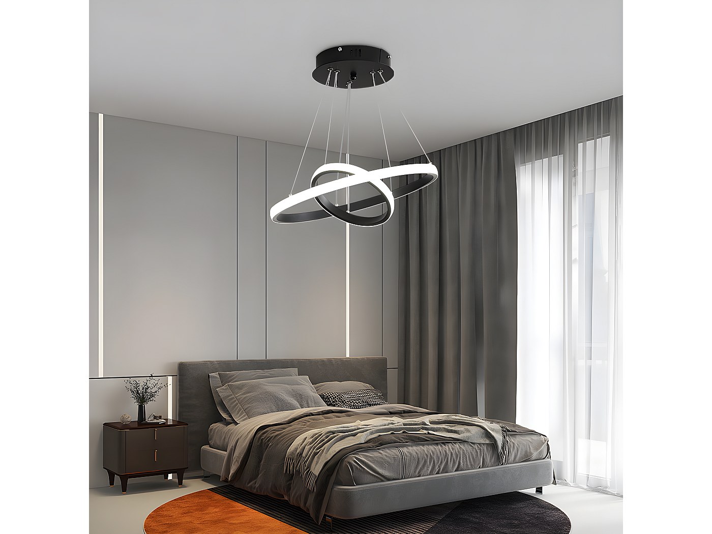 Plafonnier Suspendu Hofstein – Moderne Noir Métal – Pour Salon, Chambre, Couloir