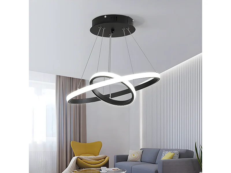 Lustre led circulaire moderne, 20+40cm, lampe de suspension réglable 28w 6500k, lumière froid