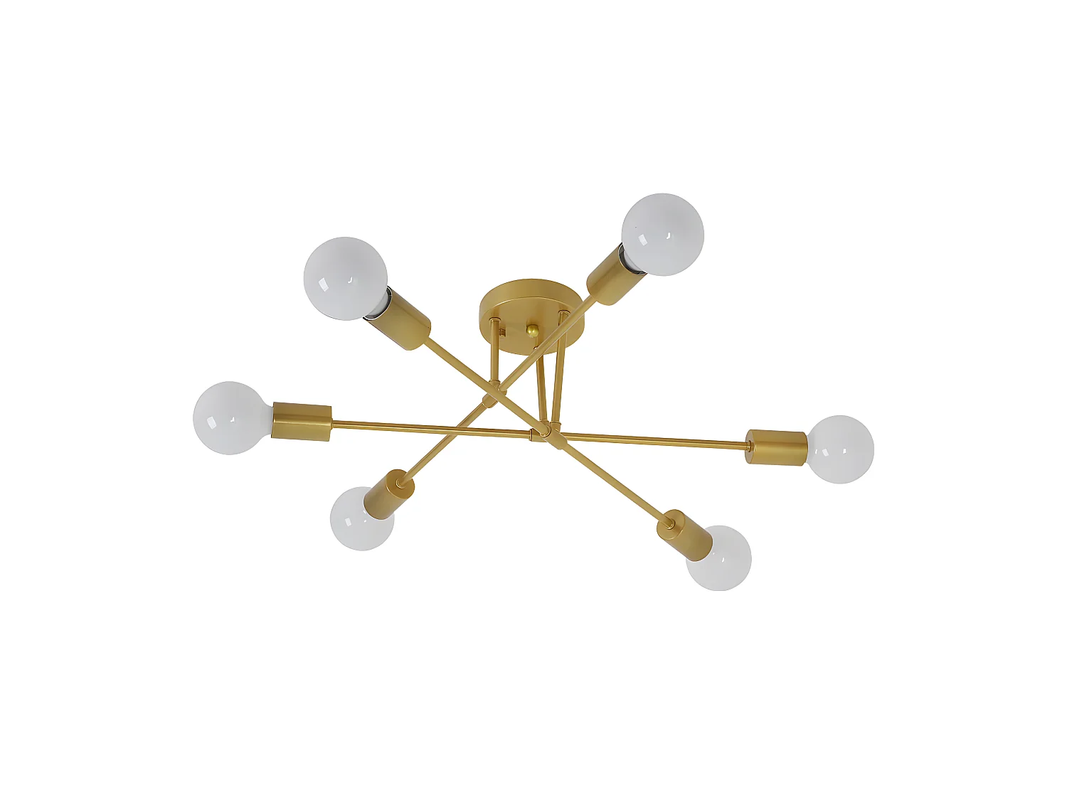 Plafonnier led moderne rétro lustre, or, 60*60*23cm, 6 lumières E27 base, sans ampoules