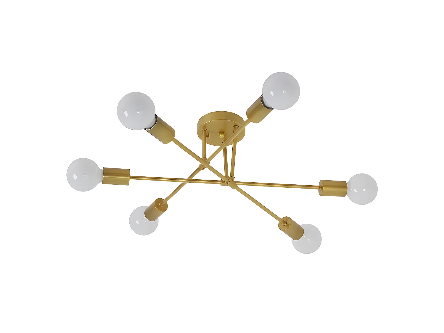 Plafonnier led moderne rétro lustre, or, 60*60*23cm, 6 lumières E27 base, sans ampoules