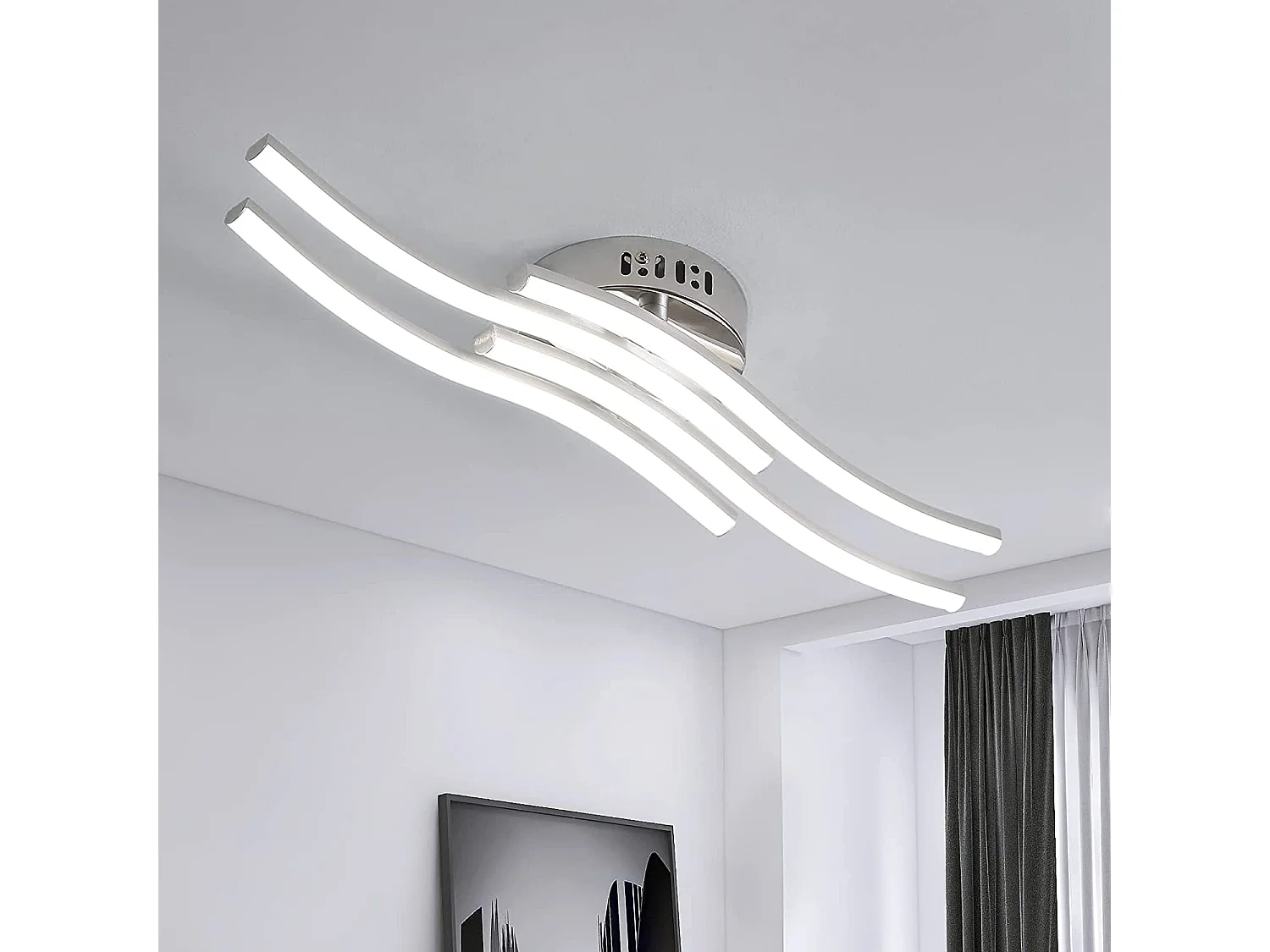 Luce a soffitto a LED VODUED con 4 luci, 60*14 cm, argento, luce bianca 6000K, 24W