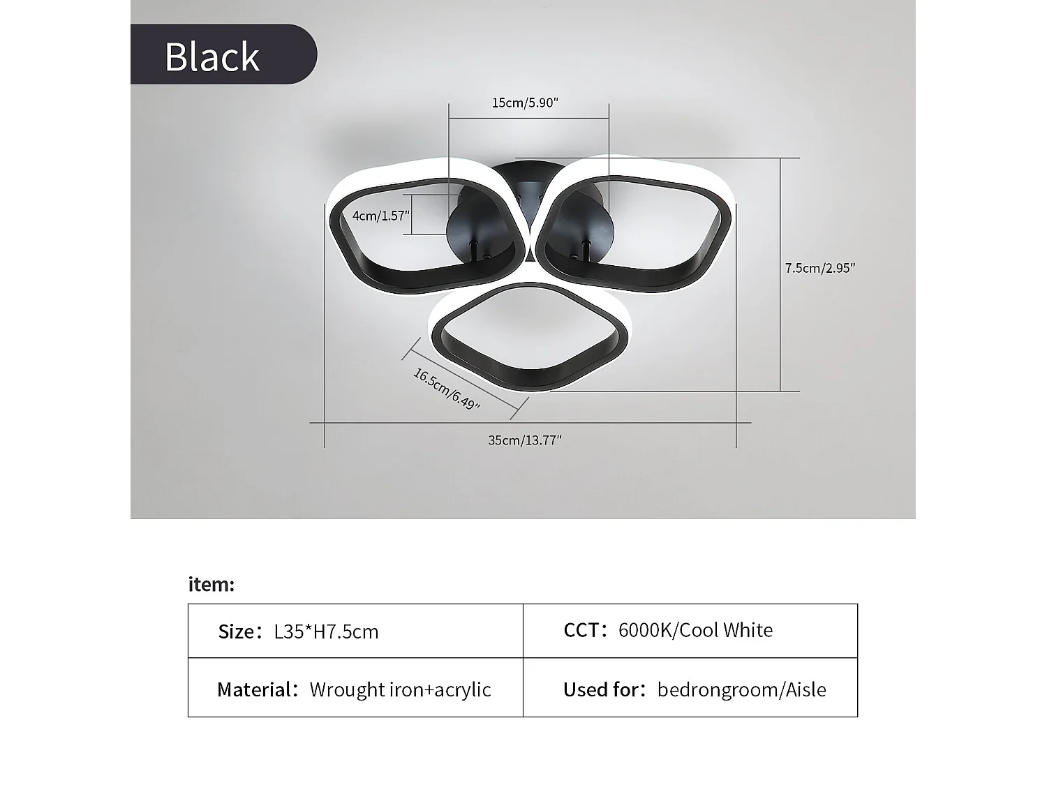 Lampada a soffitto a LED 30W, 3 quadrati Lampada a soffitto moderna 35 cm Lumo a soffitto a LED Utilitair Luce