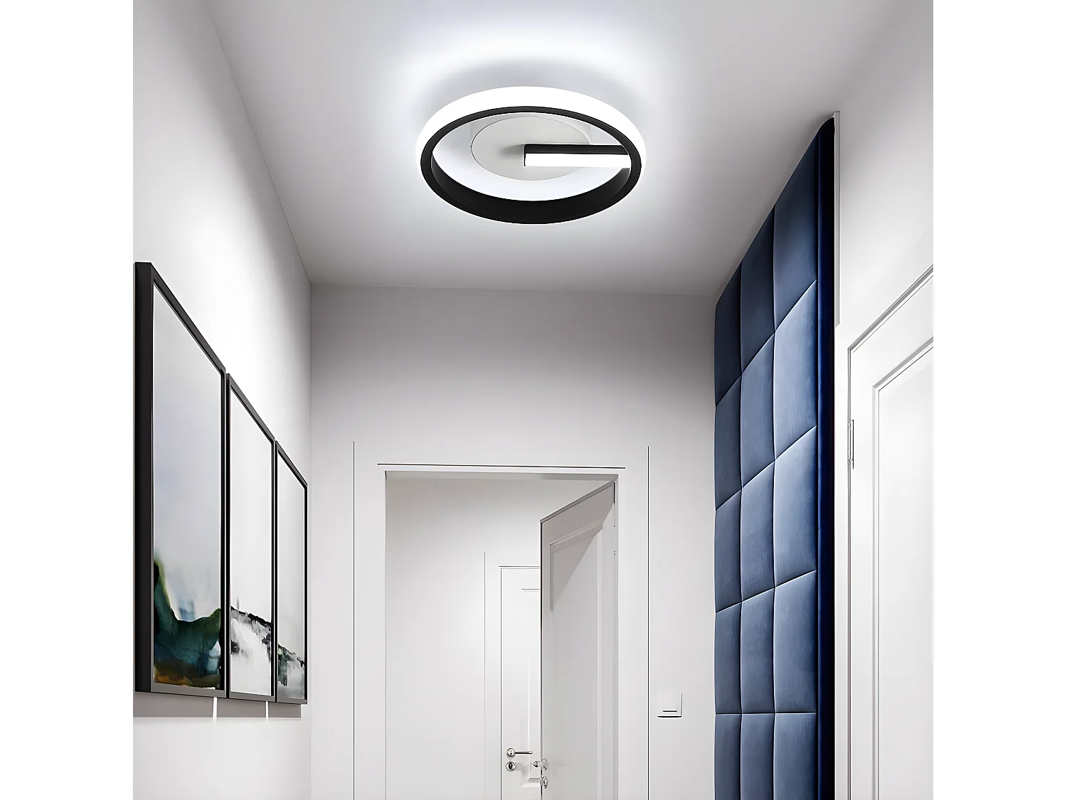 Plafonnier led moderne rond, noir, 24*24*4cm, 18w, en acrylique pour salon chambre
