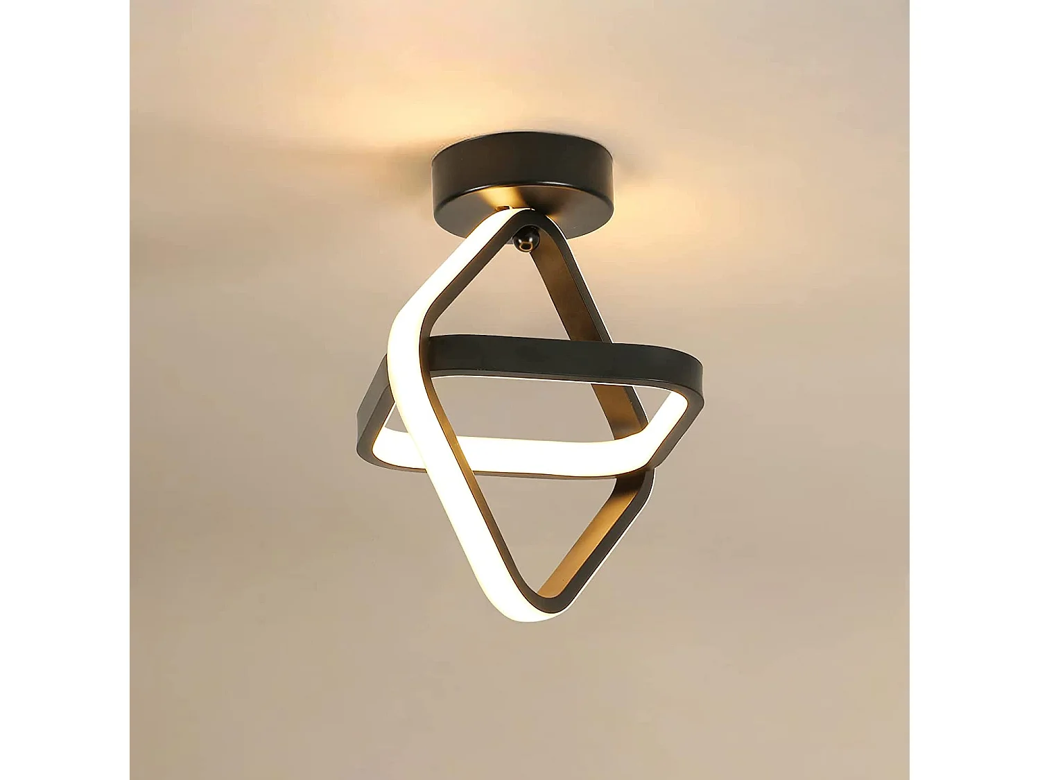 Plafonnier led moderne carrée, noir, 22cm*25cm, 24w 2700lm, lumière chuad