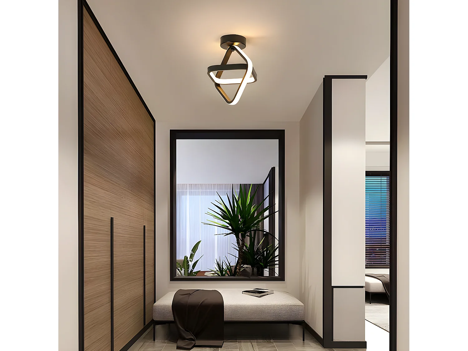 Luce a soffitto a LED quadrata moderna, nero, 22 cm*25 cm, 24w 2700lm, luce chuad