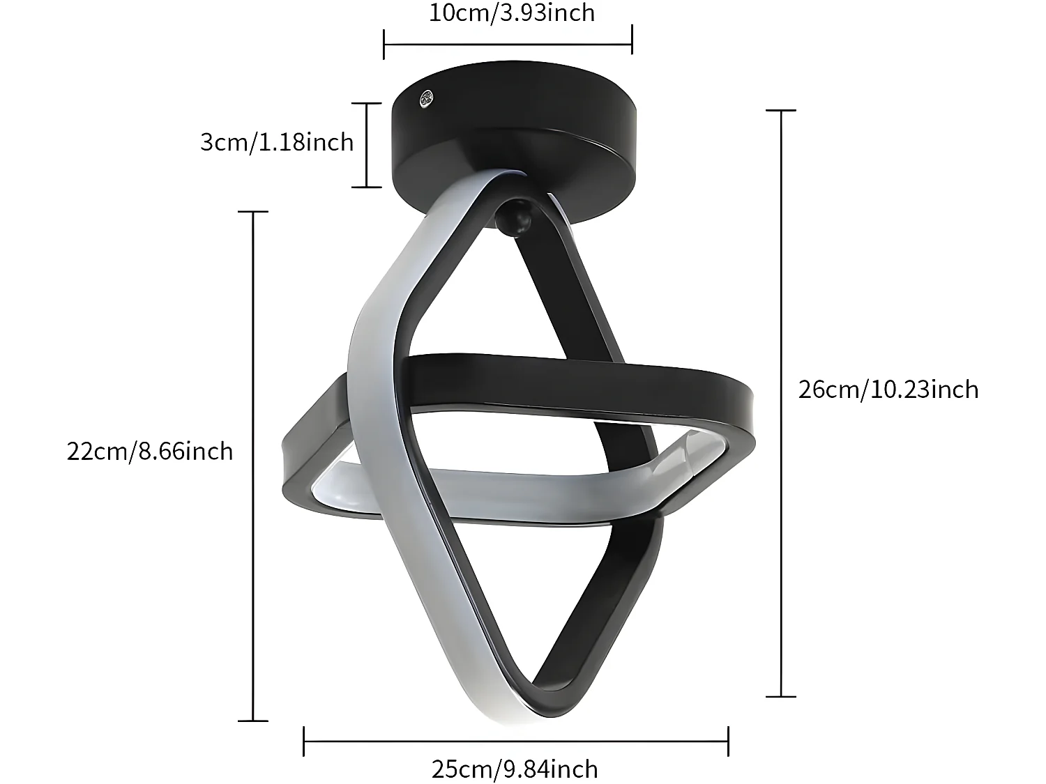Luce a soffitto a LED quadrata moderna, nero, 22 cm*25 cm, 24w 2700lm, luce chuad