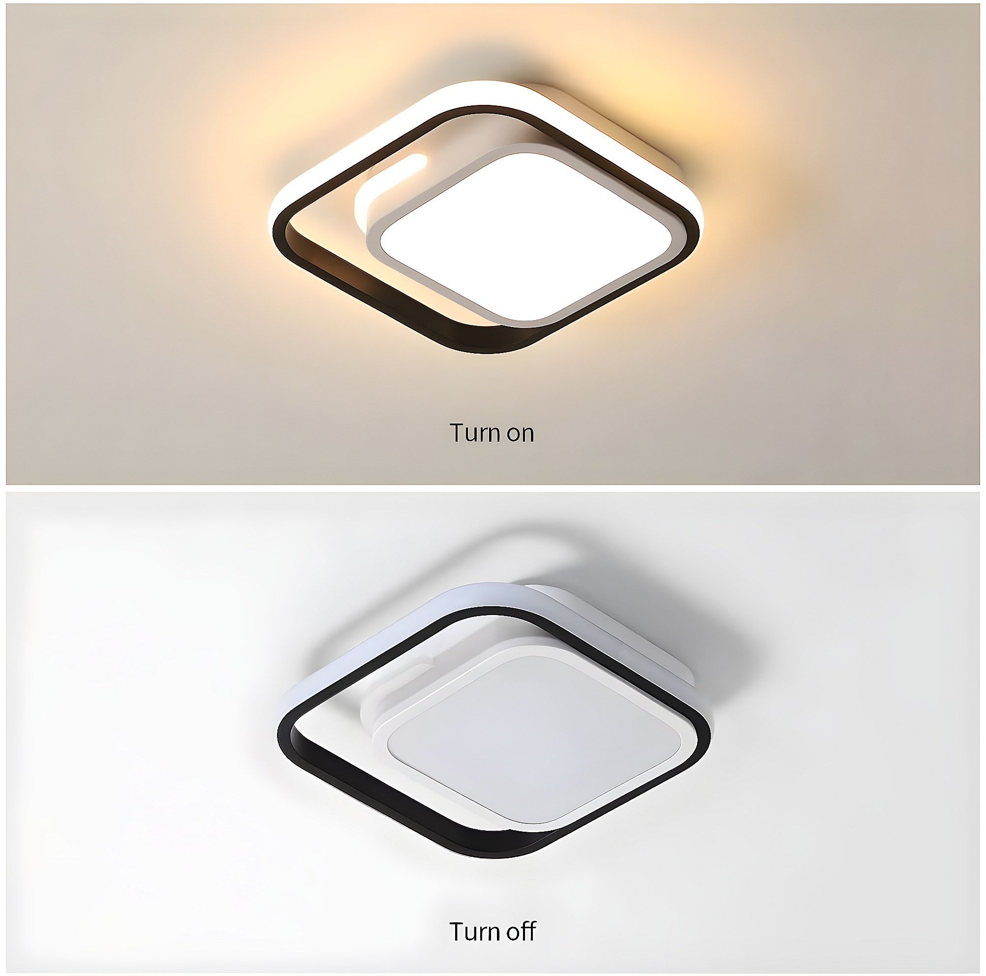 Plafonnier LED Carré Moderne - 25x25 Cm, Argenté - Pour Salon, Salle à Manger, Cuisine - IP20