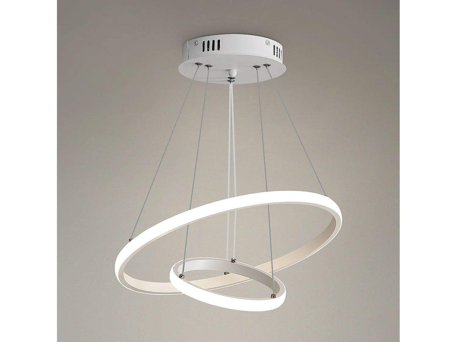 Suspension luminaire led, lustre circulaire moderne, blanc, 20+40CM, 4000k lumière neutre