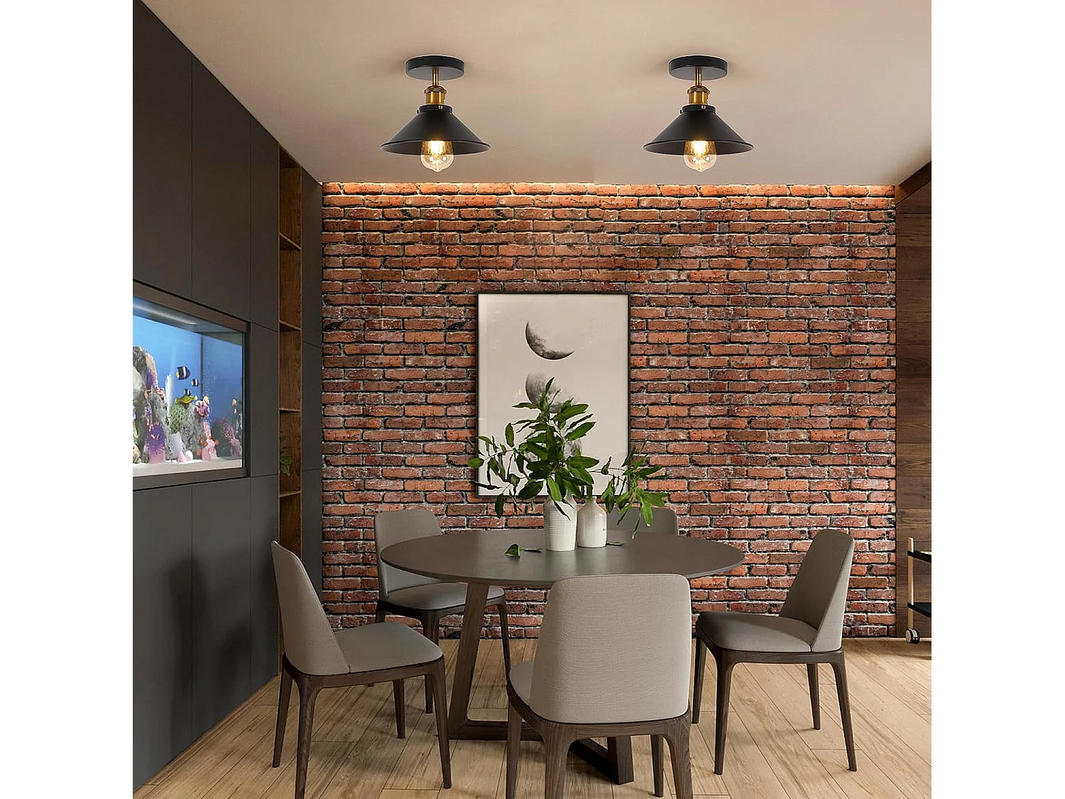 2 pacchetto di soffitto industriale vintage, E27, d22cm*h17cm, in metallo nero senza bulbi