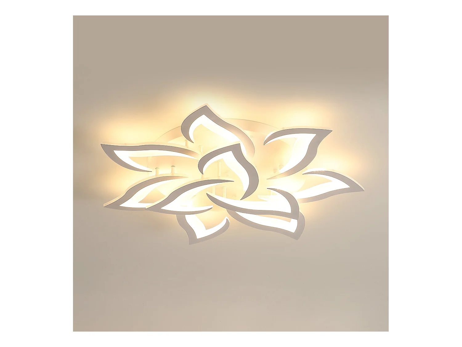 Plafonnier led en fleur,  80 * 80 * 12 CM, blanc, 90w 8100lm, lumière chaud 3500k