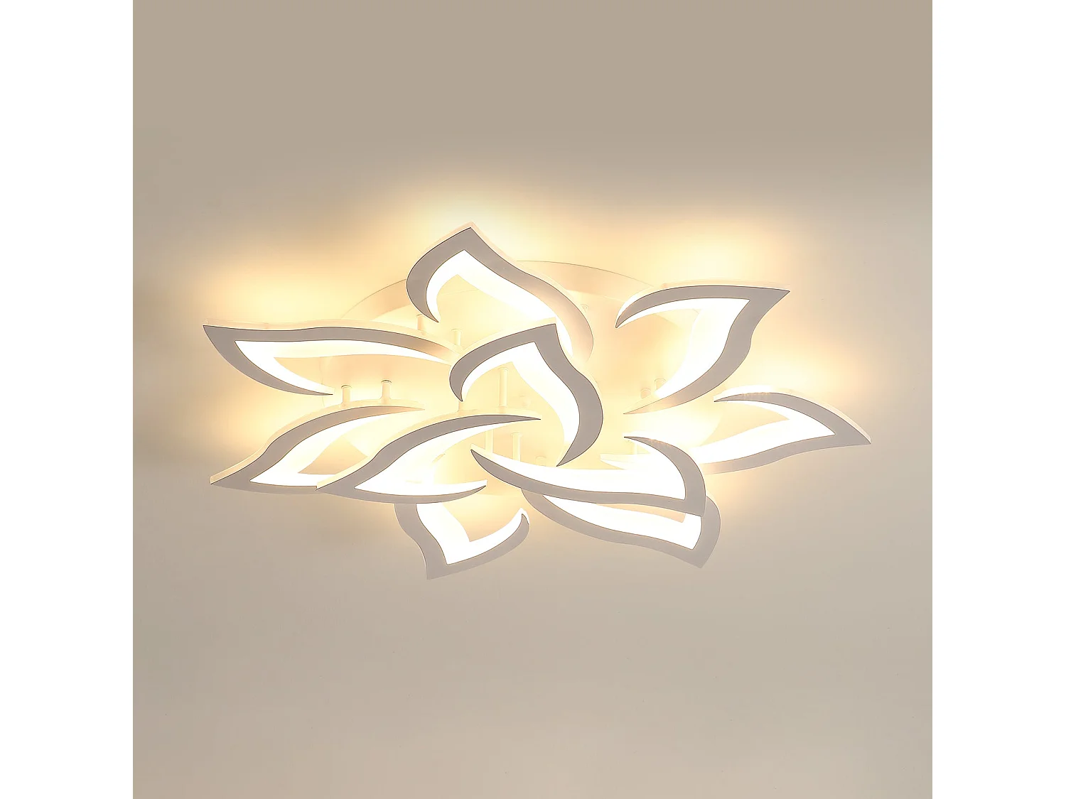 Plafonnier led en fleur,  80 * 80 * 12 CM, blanc, 90w 8100lm, lumière chaud 3500k