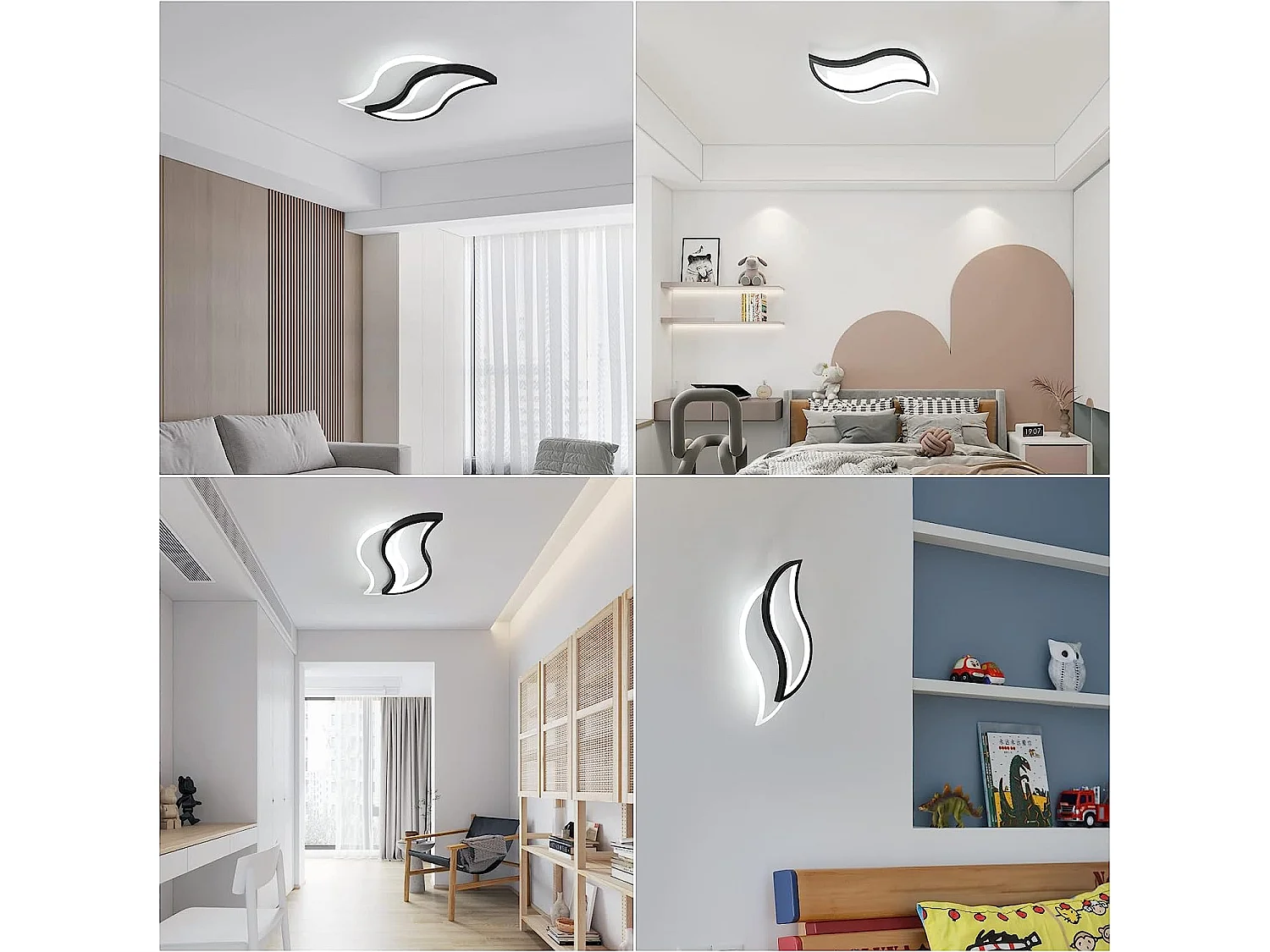 LED-Deckenleuchte, modernes Design, kreative Blattform, 40 x 20,5 x 5,5 cm, kaltweißes Licht