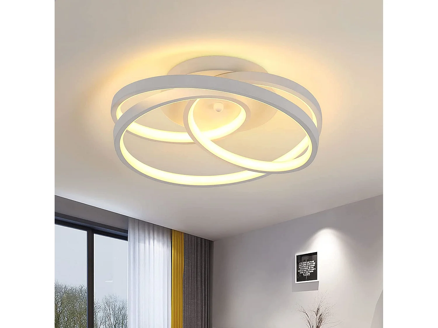 Plafonnier led design moderne rond, 30*10cm, blanc, 40w pour salon chambre, lumière chaud