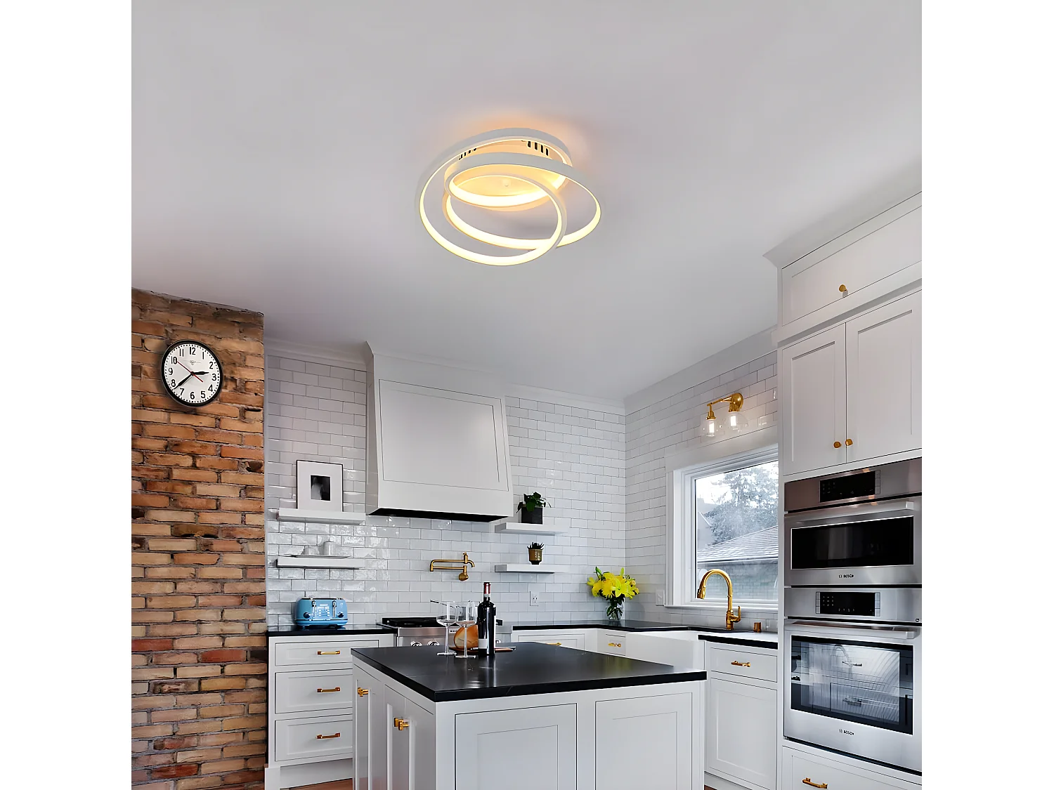 Plafonnier led design moderne rond, 30*10cm, blanc, 40w pour salon chambre, lumière chaud