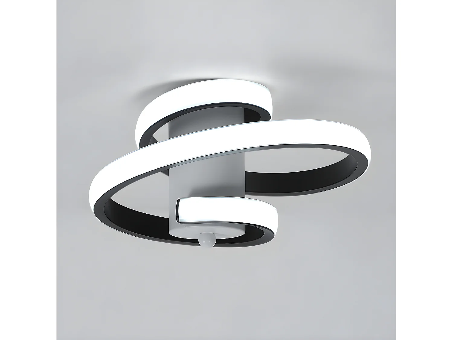 Luz de techo LED moderna Diseño creativo de 24 W en forma de espiral, 23*21*10 cm, iluminación negra y blanca fría