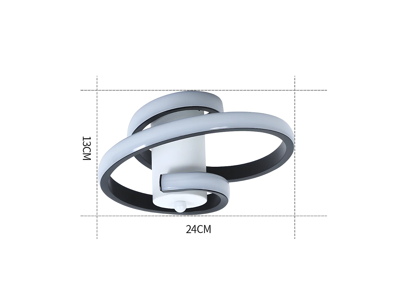Luz de techo LED moderna Diseño creativo de 24 W en forma de espiral, 23*21*10 cm, iluminación negra y blanca fría