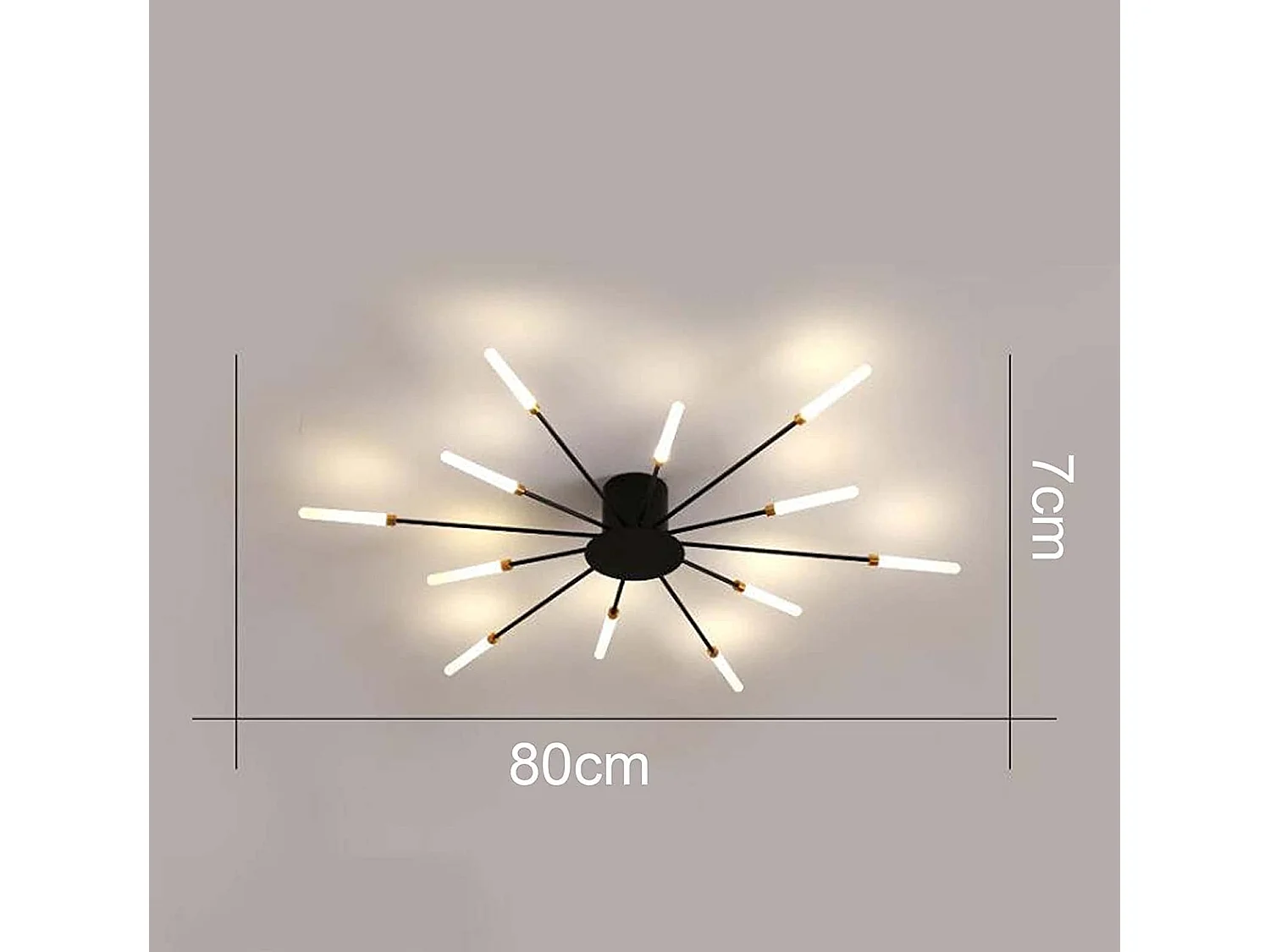 LED LED -plafondlicht Modern vuurwerk, 80 * 80 * 8cm, neutraal licht