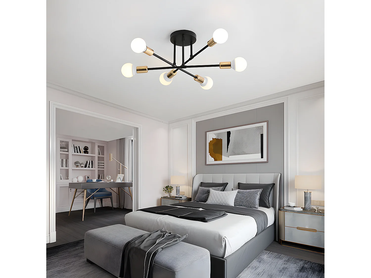 Plafonnier moderne, lampe de plafond rétro, industriel lustre suspension e27, sans ampoules