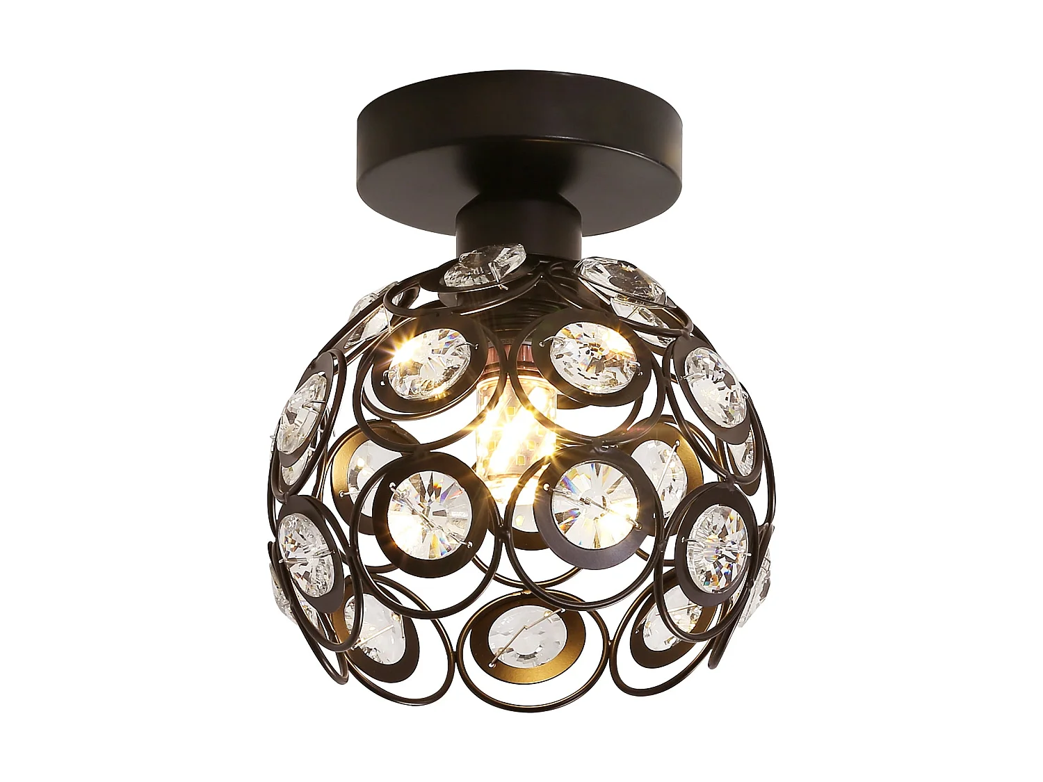 Plafonnier moderne mini lustre en cristal E27, 18*18*20cm, sans ampoules