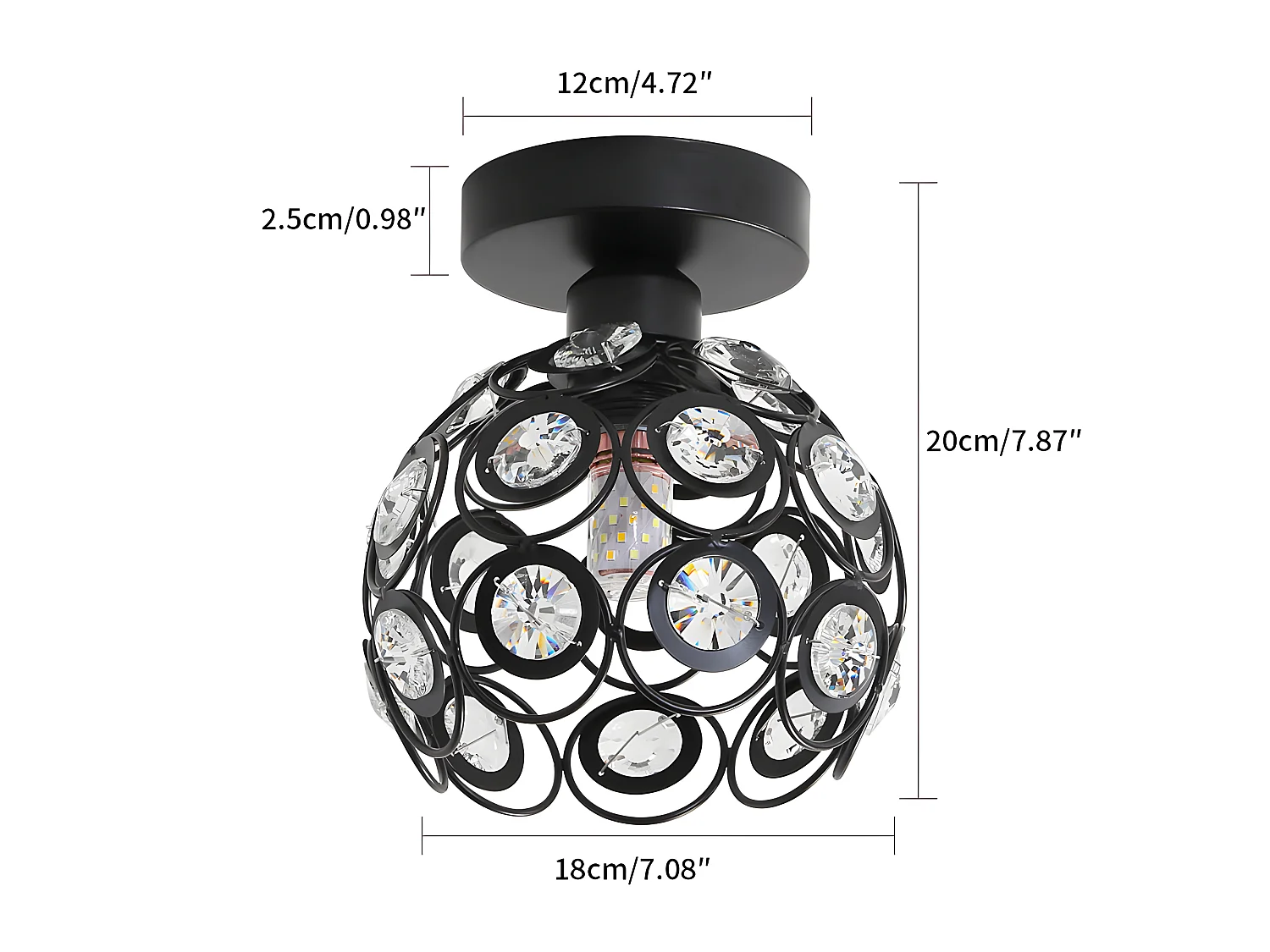 Plafonnier moderne mini lustre en cristal E27, 18*18*20cm, sans ampoules