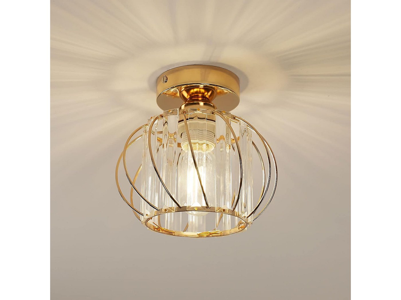 Lampadario A Soffitto LED In Cristallo K9 – Semi Incasso – 50cm X 22,5mm – Bianco Freddo (4500-6000K)
